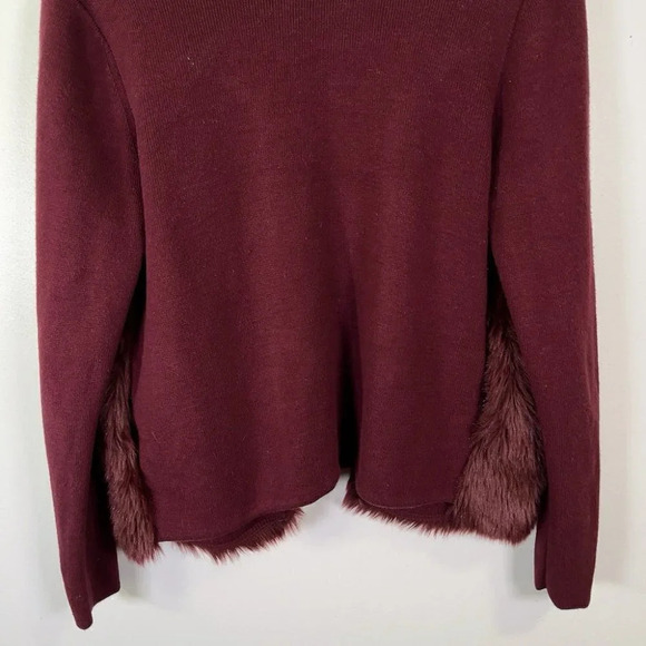 Banana Republic Faux Fur Burgundy Open Cardigan - Picture 15 of 16